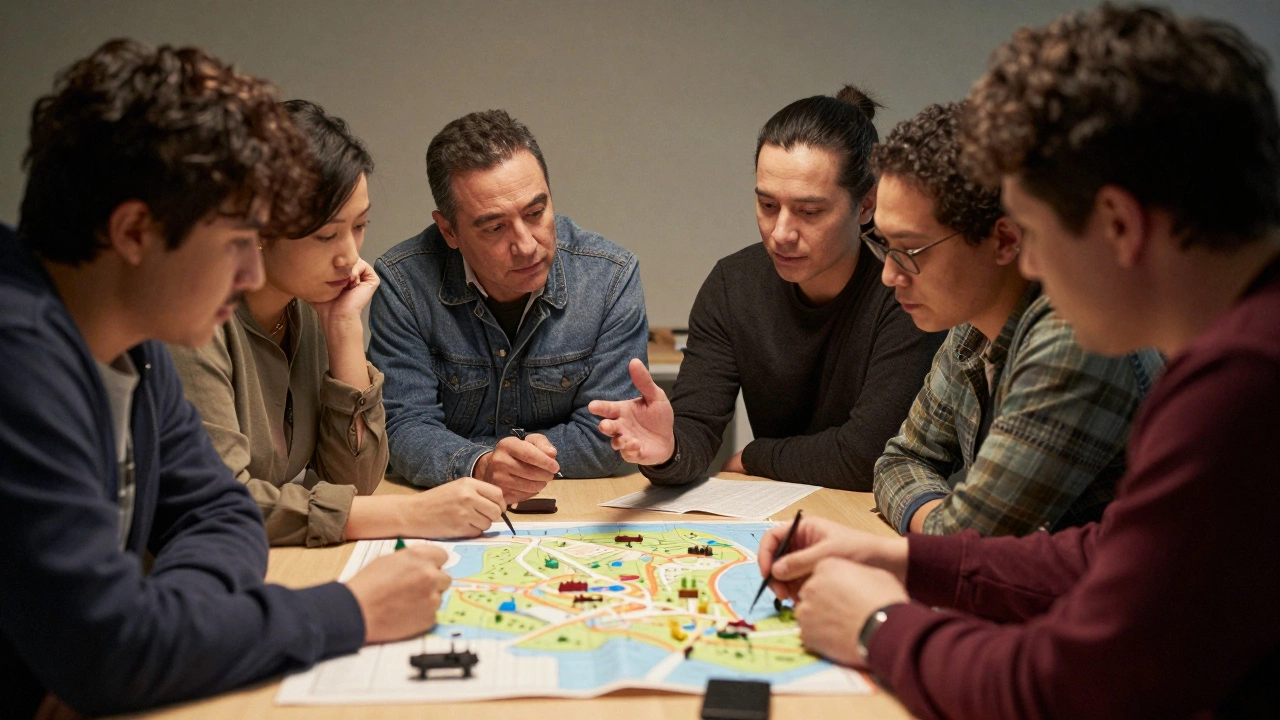 Group of adults working together on a practical case study