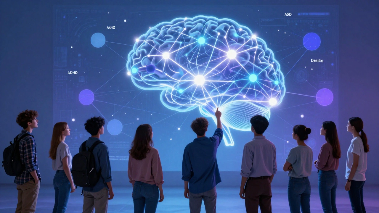 Neural network visualization showing brain connectivity and learning paths