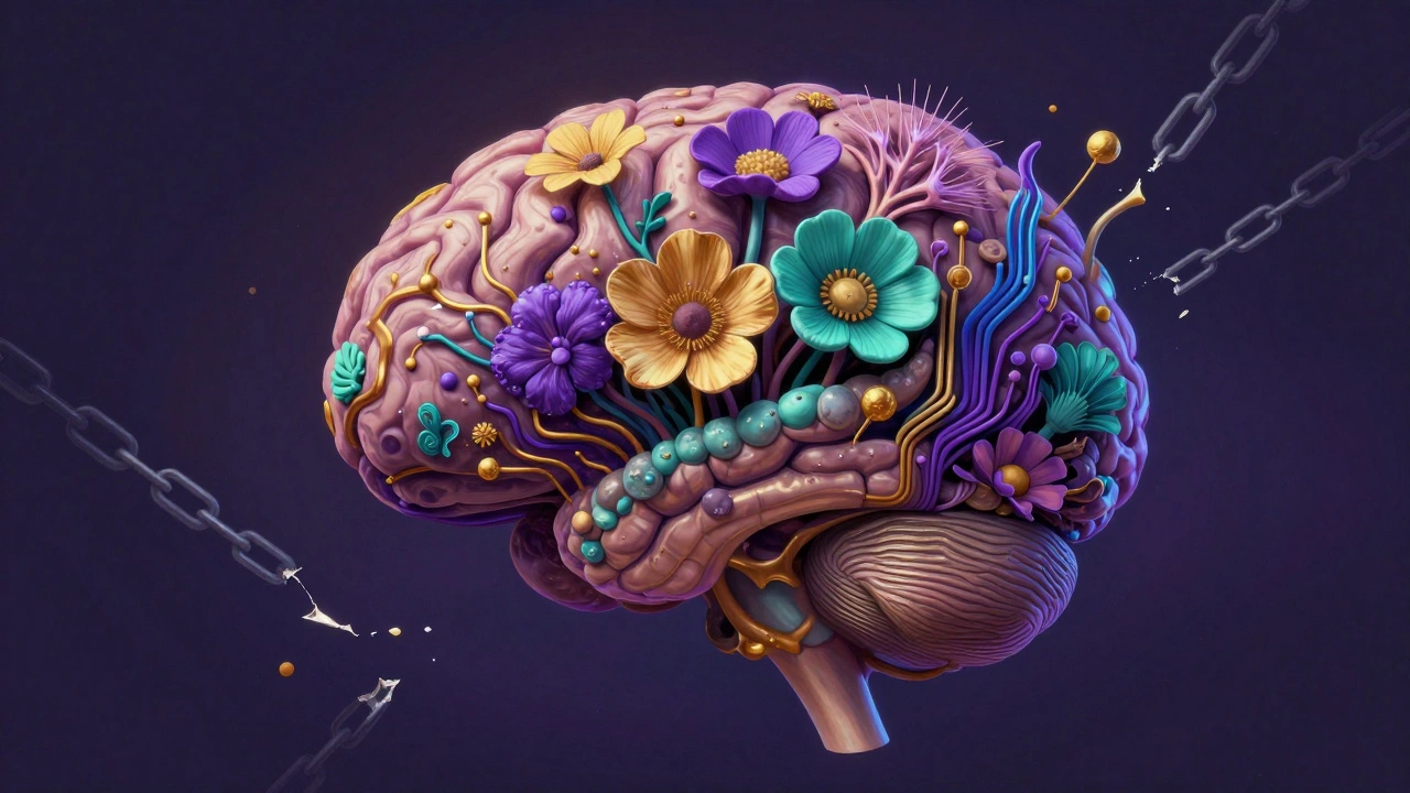 Surreal art of a vibrant brain ecosystem symbolizing neurodiversity