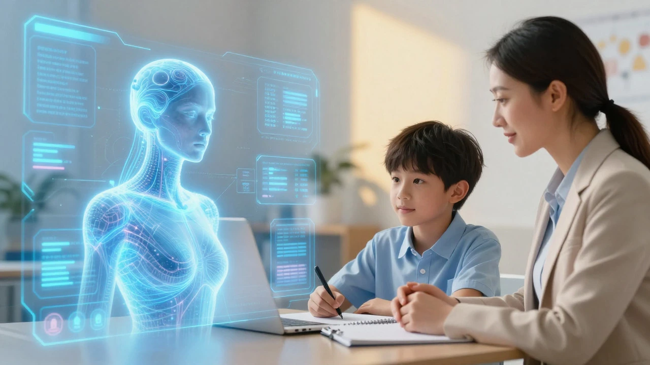 Conceptual art blending AI tools and human tutors for future learning