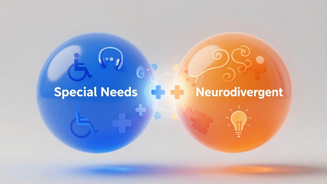 Conceptual graphic showing the overlap between special needs and neurodivergence concepts.