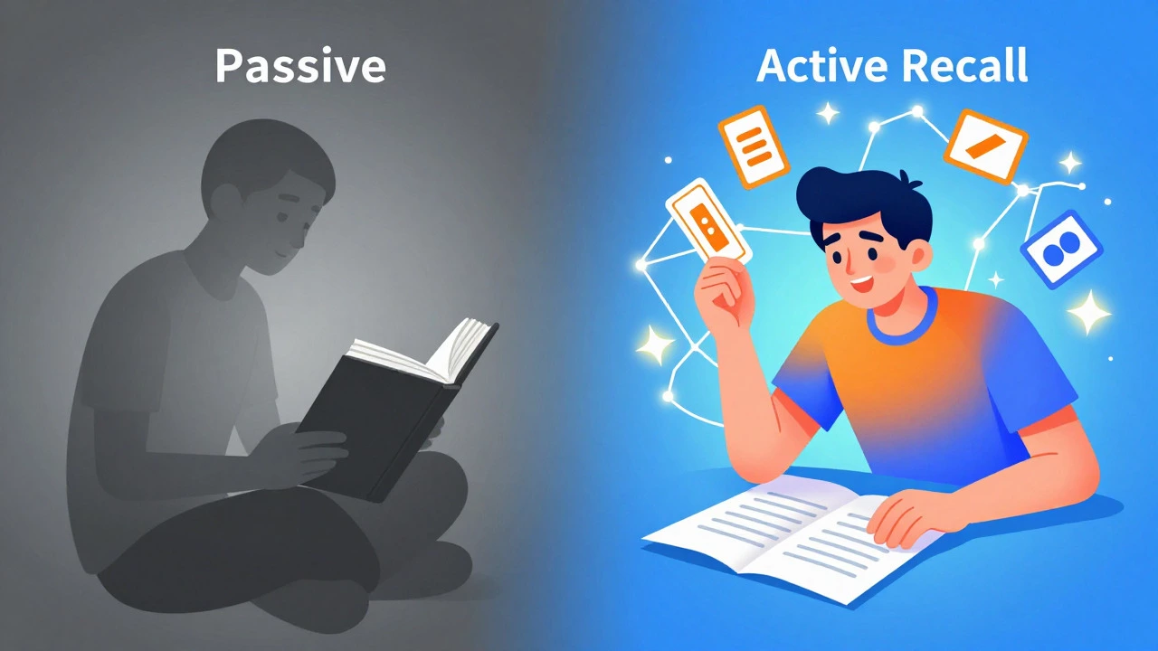 Visual comparison of passive reading versus active recall learning