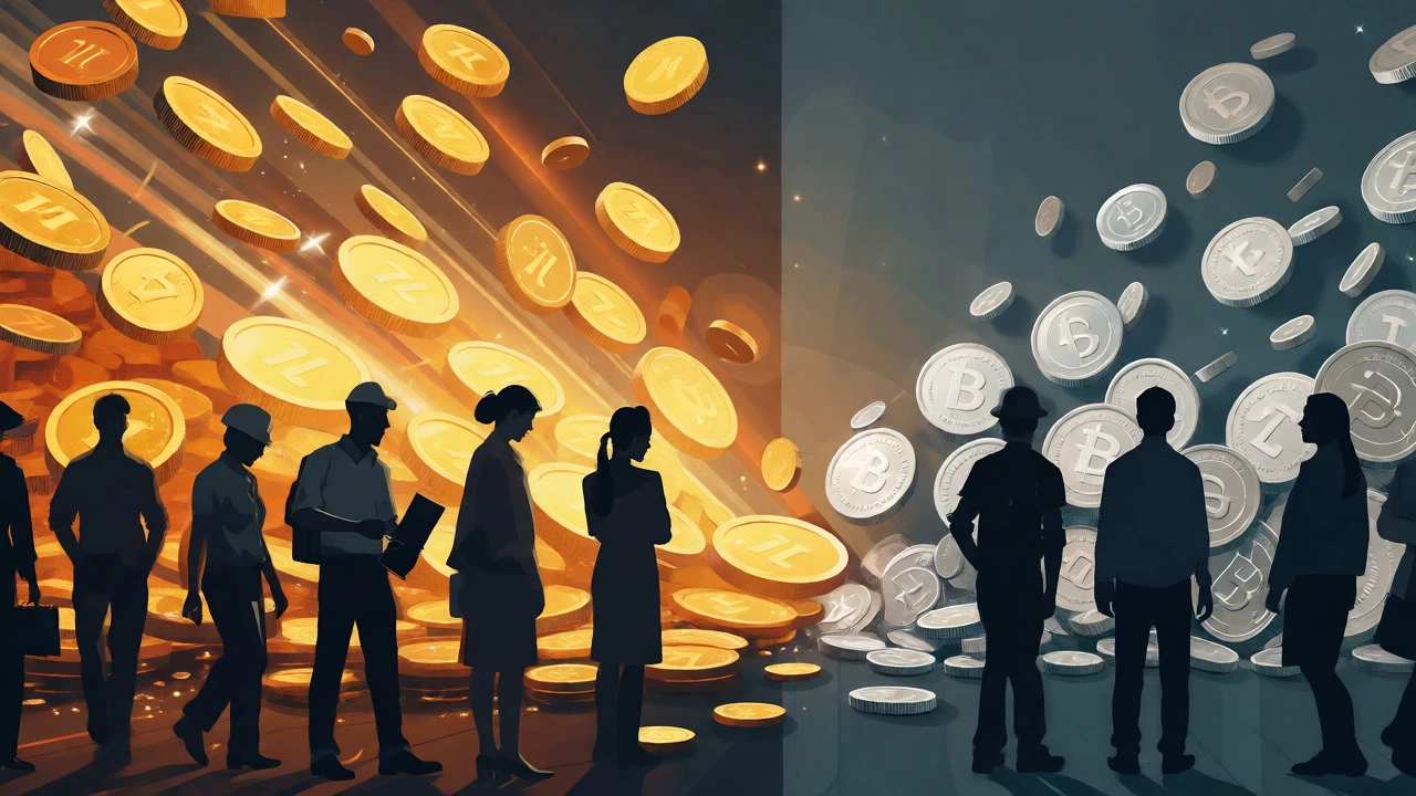 Abstract visual showing abundant funds flowing to STEM and healthcare fields