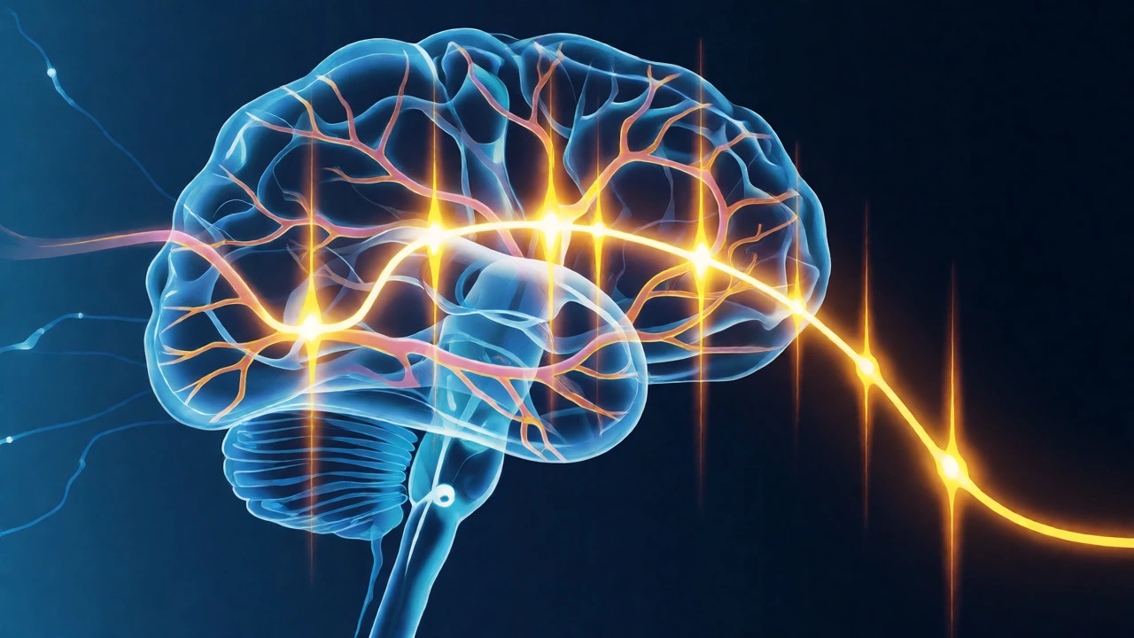 Glowing neural pathways illustrating spaced repetition strengthening memory